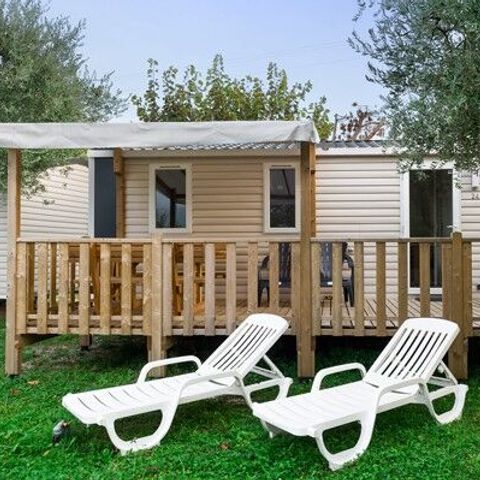 Mobilheim 4 Personen - Mobilheim | Comfort XL | 2 Zi. | 4 Pers. | Erhöhte Terrasse | TV