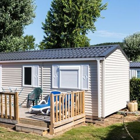 Mobilheim 4 Personen - Mobilheim | Comfort XL | 2 Zi. | 4 Pers. | Nicht überdachte Hochterrasse | TV