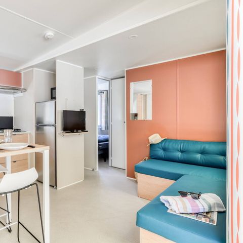 Mobilheim 6 Personen - Premium | 3 Schlafz. | 6 Pers. | Lounge Terrasse | Klimaanlage | TV