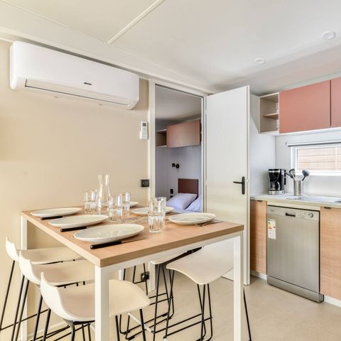 Mobilheim 6 Personen - Premium | 3 Schlafz. | 6 Pers. | Lounge Terrasse | Klimaanlage | TV