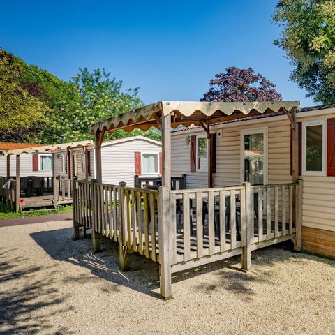 Mobilheim 4 Personen - Mobilheim | Comfort XL | 2 Zi. | 4 Pers. | Erhöhte Terrasse | 2 Bäder | Klimaanlage | TV