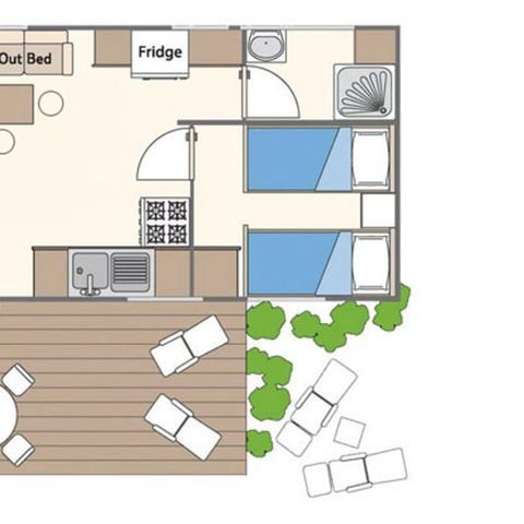 Mobilheim 4 Personen - Mobilheim | Classic | 2 Zi. | 4 Pers. | Nicht überdachte Hochterrasse