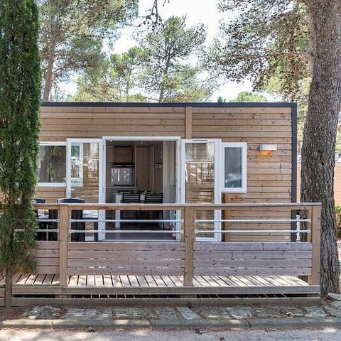 Mobilheim 6 personen - Comfort | 3 Schlafz. | 6 Pers. | Erhöhte, nicht überdachte Terrasse | Clim.