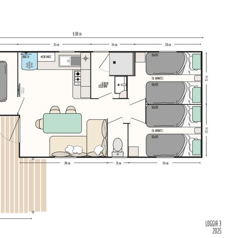 Mobilheim 6 Personen - COSY 3 - 28m²