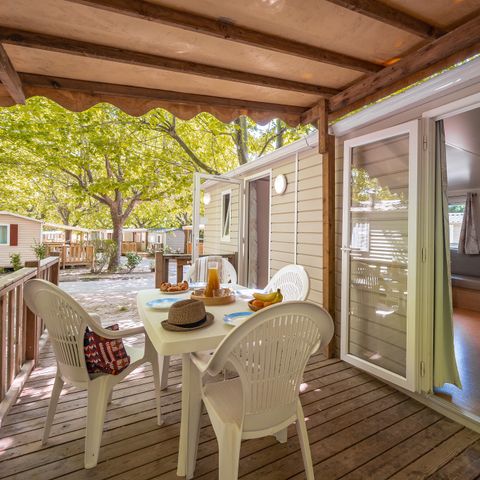 Mobilheim 6 personen - Comfort | 2 Zi. | 4/6 Pers. | Erhöhte Terrasse | Klimaanlage