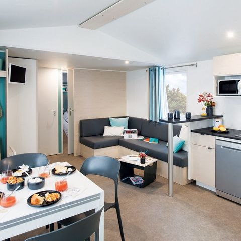 Mobilheim 6 personen - Comfort XL | 3 Zi. | 6 Pers. | Erhöhte Terrasse | Klima.