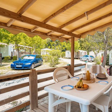 Mobilheim 4 Personen - Classic | 2 Zi. | 4 Pers. | Erhöhte Terrasse | Klim.