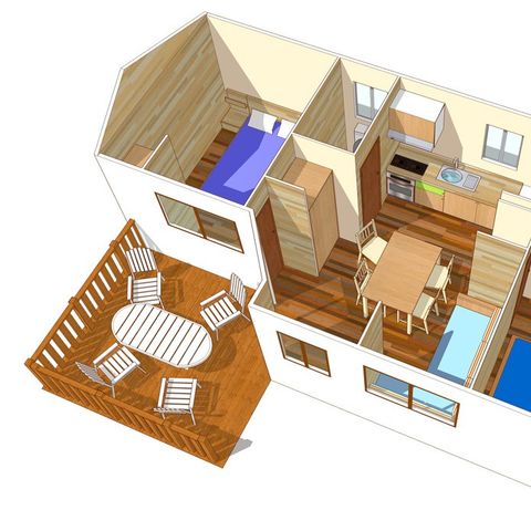 Mobilheim 6 personen - Comfort | 2 Zi. | 4/6 Pers. | Einfache Terrasse | Klim.