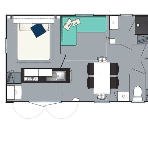 Mobilheim 6 Personen - Freizeit 3 Schlafzimmer - TV