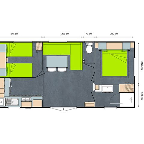 Mobilheim 4 Personen - GRAND CONFORT 2CH