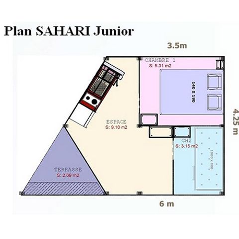 Safarizelt 4 Personen - LODGE SAHARI mit eigenem Sanitärbereich