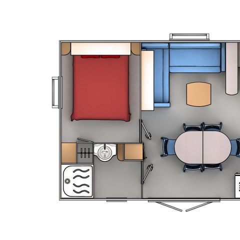 Mobilheim 6 personen - 3 Schlafzimmer - TV + Klima