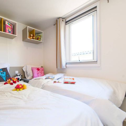 Mobilheim 6 Personen - Comfort | 2 Zi. | 4/6 Pers. | Erhöhte Terrasse | Klimaanlage | TV