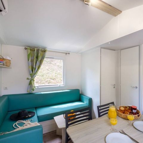 Mobilheim 5 Personen - Comfort | 2 Schlafz. | 5 Pers. | Erhöhte Terrasse | Klimaanlage | TV