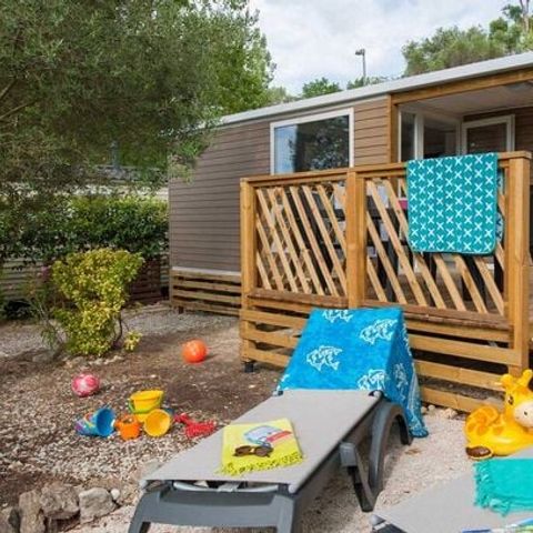 Mobilheim 6 Personen - Comfort | 2 Zi. | 4/6 Pers. | Einfache Terrasse | Klima | TV