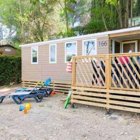 Mobilheim 6 Personen - Comfort | 3 Zi. | 6 Pers. | Einfache Terrasse | Klima | TV