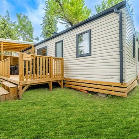 Mobilheim 6 Personen - Comfort | 3 Schlafz. | 6 Pers. | Erhöhte Terrasse | Klimaanlage