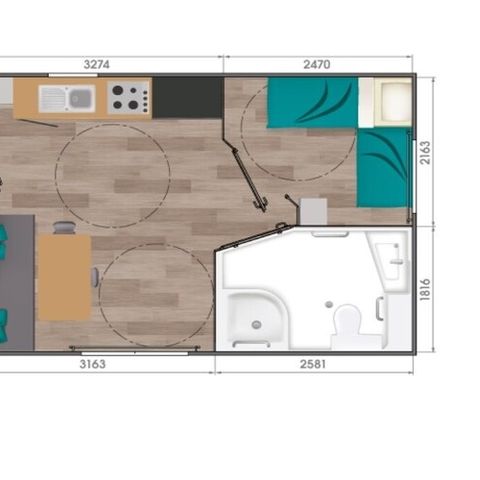 Mobilheim 4 Personen - Confort + 2 Zimmer 4 Personen PMR Samstag