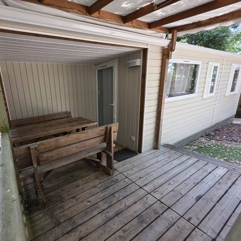 Mobilheim 6 Personen - Comfort | 3 Zi. | 6 Pers. | Terrasse Einzelzimmer | 1 Bad | Klimaanlage