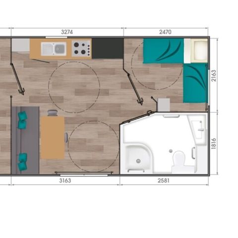 Mobilheim 4 Personen - Komfort + 2 Zimmer PMR Sonntag