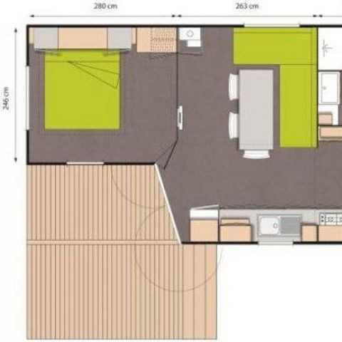 Mobilheim 6 Personen - Premium clim 35m² - 3 Schlafzimmer