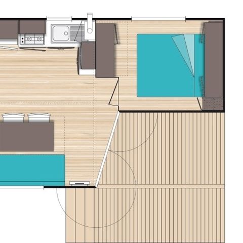 Mobilheim 4 personen - Classic XL | 2 Schlafz. | 4 Pers. | Einzelne Terrasse | TV