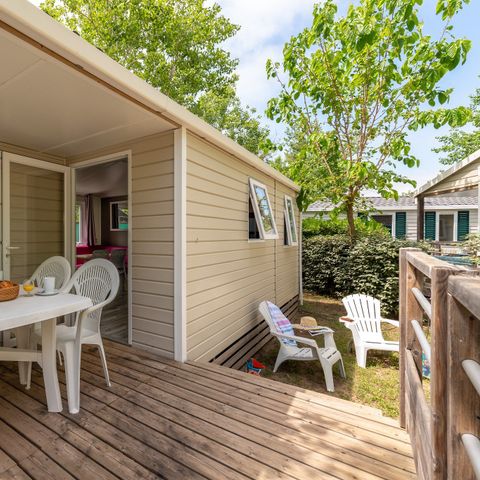 Mobilheim 6 personen - Comfort XL | 2 Zi. | 4/6 Pers. | Einfache Terrasse | Klima.