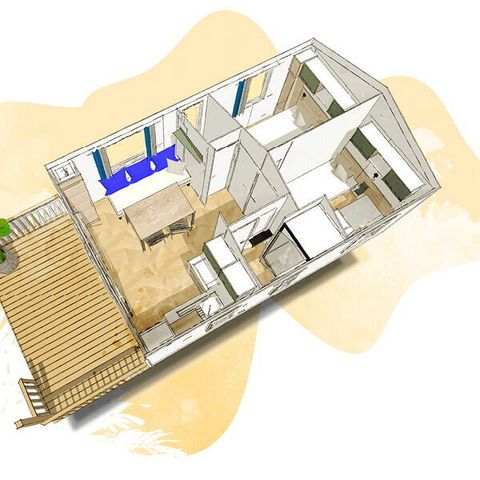 Mobilheim 6 Personen - Mobilheim | Comfort | 2 Zi. | 4/6 Pers. | Einfache Terrasse | Klima | TV