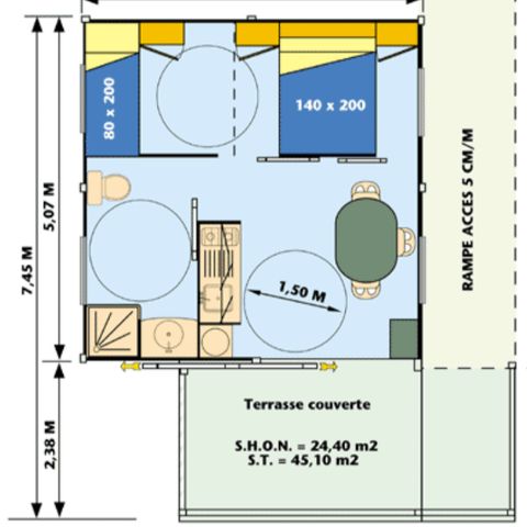 Chalet 3 Personen - Ciela Confort PMR - 1 Schlafzimmer