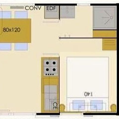 Mobilheim 4 Personen - MODULO 1 Zimmer 2/4 Pers.