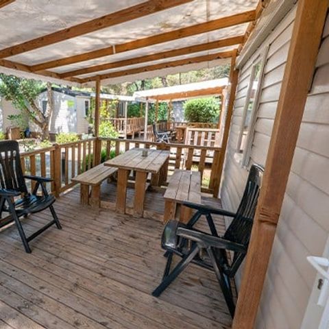 Mobilheim 4 Personen - Comfort XL | 2 Schlafz. | 4 Pers. | Erhöhte Terrasse | Klimaanlage