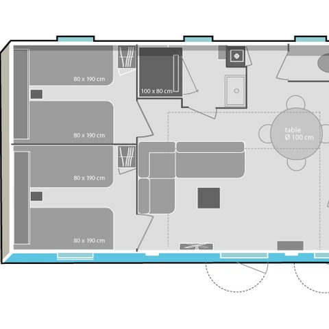 Mobilheim 6 Personen - Cottage Prestige 3 Zimmer