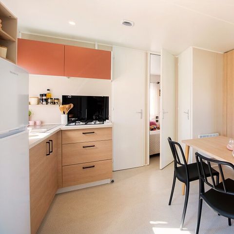 Mobilheim 6 Personen - Comfort | 3 Zi. | 6 Pers. | Erhöhte Terrasse | Clim.