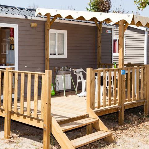 Mobilheim 6 Personen - Classic XL | 3 Zi. | 6 Pers. | Erhöhte Terrasse | Klima.