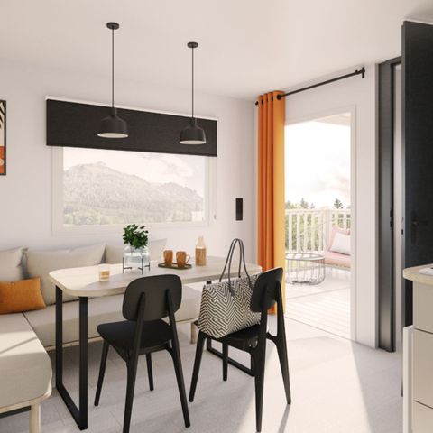 Mobilheim 4 personen - 25m² Premium (2Sch-4Pers) davon Halbüberdachte Terrasse + TV + LV + BBQ