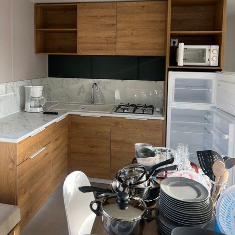Mobilheim 6 Personen - 35m² Premium (3Sch-6Pers) + Terrasse + TV + LV