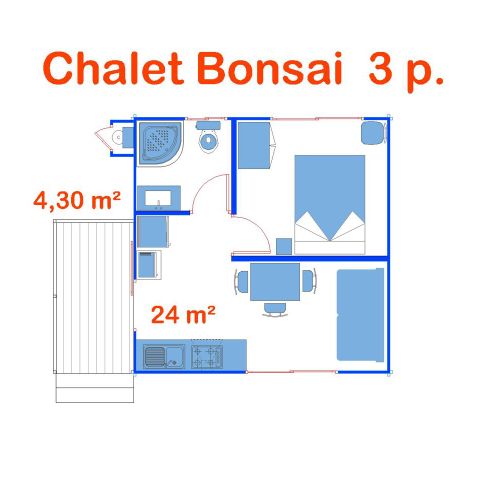 Chalet 3 Personen - Bonsai-Hütte