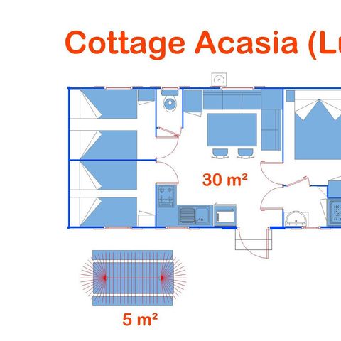 Mobilheim 6 Personen - Cottage Acacia (Lux)