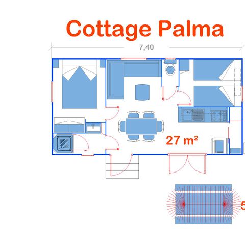 Mobilheim 6 Personen - Cottage Standard