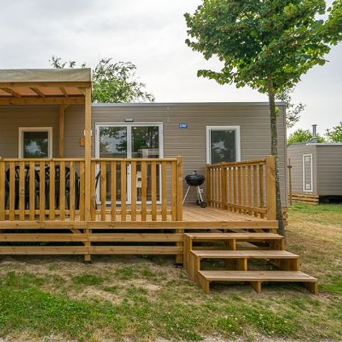 Mobilheim 6 personen - Comfort XL | 3 Zi. | 6 Pers. | Erhöhte Terrasse | Klima.