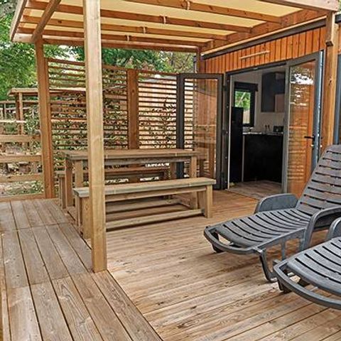 Mobilheim 4 Personen - Mobilheim | Ultimate | 2 Zi. | 4 Pers. | Erhöhte Terrasse | 2 Bäder | Klima.