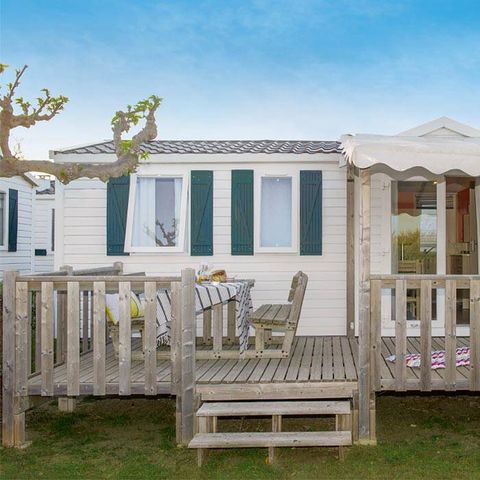 Mobilheim 4 Personen - Comfort | 2 Schlafz. | 4 Pers. | Erhöhte Terrasse | Klimaanlage