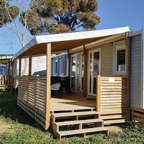 Mobilheim 6 Personen - Mobilheim | Premium | 3 Zi. | 6 Pers. | Erhöhte Terrasse | 2 Bäder | Klim.