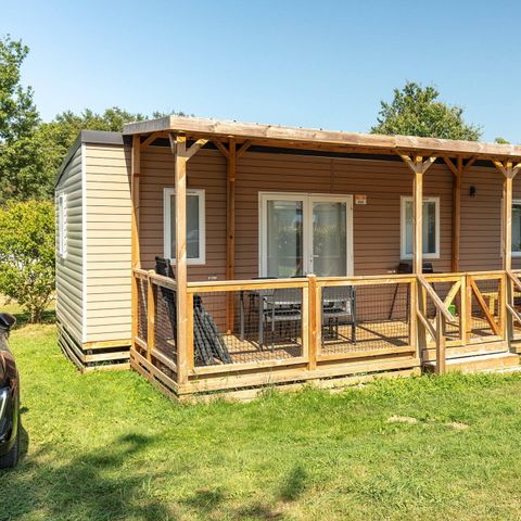 Mobilheim 6 Personen - Comfort | 3 Schlafz. | 6 Pers. | Erhöhte Terrasse | Klimaanlage | TV