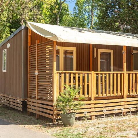 Mobilheim 6 Personen - Comfort | 3 Schlafz. | 6 Pers. | Erhöhte Terrasse | Klimaanlage