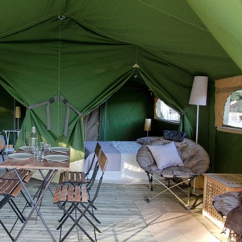 Safarizelt 4 Personen - Freeflower CONFORT 37m² (2 Schlafzimmer) davon überdachte Terrasse 13m²