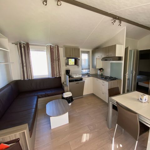 Mobilheim 6 Personen - Premium - 36m² (3 Sechserzimmer) 2 Bäder + Überdachte Terrasse