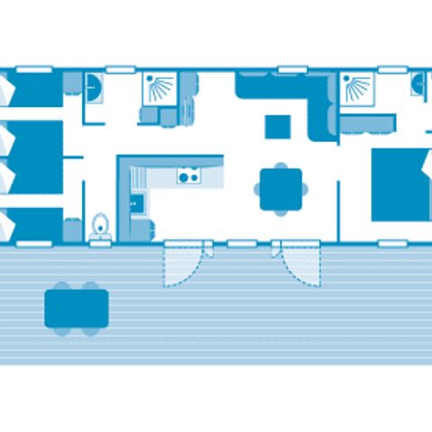 Mobilheim 6 Personen - Cottage Naiade 6p 3ch 2Sdb Premium