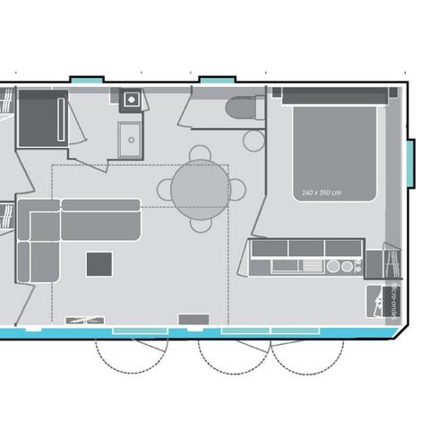 Mobilheim 6 Personen - Premium 3 Zimmer 34m²