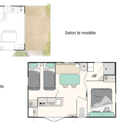 Mobilheim 4 Personen - Mobilheim Cocoon 4 Personen 2 Zimmer 23m²